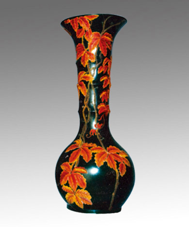 陶器摆件河北特产-邯郸黑陶-手工工艺品-龙山文化-红叶长颈瓶
