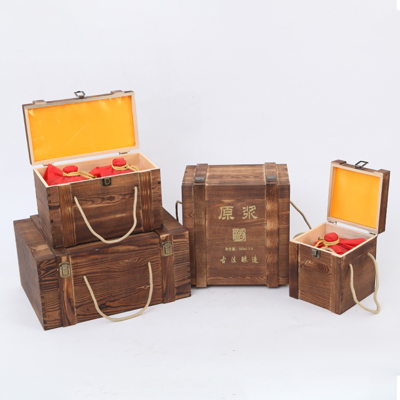 现货木质酒盒包装木制原浆酒盒白酒木盒酒坛木箱洞藏酒礼盒陶瓷盒